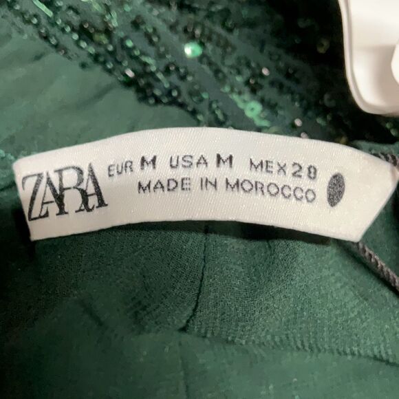 NWT Zara Holiday Party Green Sequin Balloon Pants Limited Edition Size Medium - Picture 3 of 16